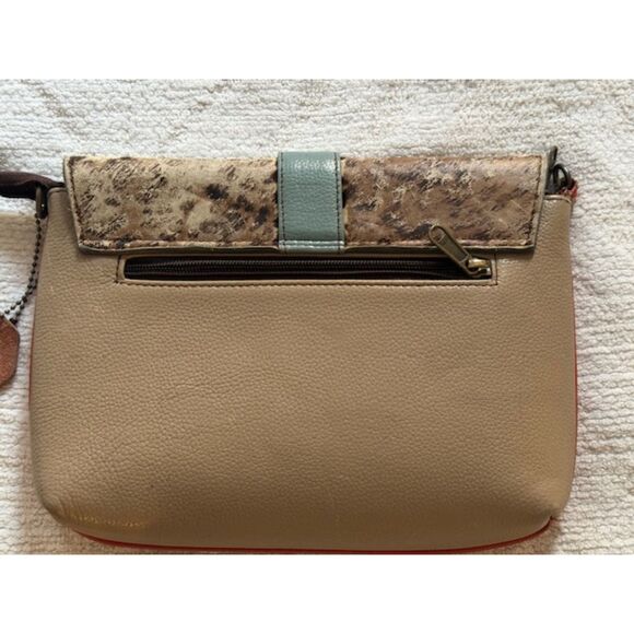 Soruka Women's Saddle clutch, multicolor, animal print, wristlet. - Picture 2 of 14